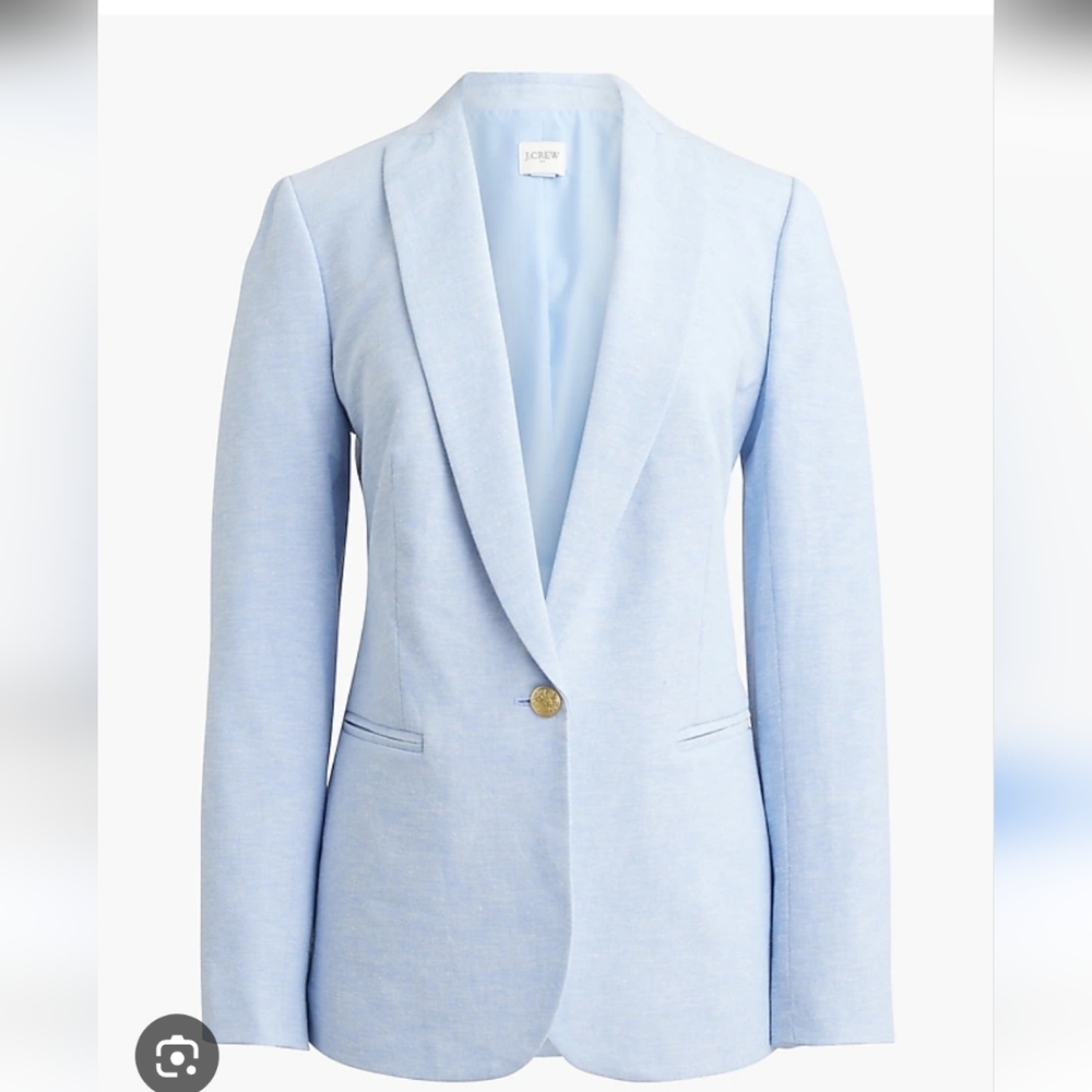 NWT  J.Crew Sz 2 One Button Linen Blend Lined Blazer Dusty Peri Blue Gold  AL222